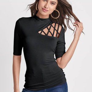 NWOT - Strappy Mock-Neck Top -Medium